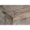 DunaWest 35 Inch Handcrafted Acacia Wood Trunk Coffee Table With Storage, Metal Sled Base, Distressed Brown, Black
