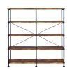 DunaWest 63 Inch Industrial 4 Tier Shelf Bookshelf, Particleboard, Metal Frame, Brown, Black