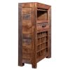 DunaWest 43 Inch Single Drawer 20 Bottle Wine Storage Cabinet with Stemware Hanger, Brown