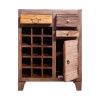 DunaWest 35 Inch 3 Drawer Wooden 15 Bottle Wine Accent Cabinet with 1 Door Storage, Brown