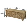 DunaWest Wooden Trunk with Lift Top Storage and Medallion Wood Carving, Distressed Brown