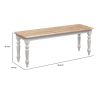 Dunawest Grained Rectangular Wooden Bench with Turned Legs, Natural Brown and White