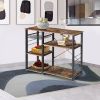DunaWest Wood and Metal Bakers Rack with 4 Shelves and Wire Basket, Brown and Black