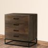 DunaWest Storage Chest with 4 Drawers and Wooden Frame, Gray and Black