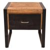 DunaWest 24 Inch Single Drawer Wooden Side Table with Metal Frame, Brown and Black