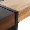 DunaWest Mango Wood Square Coffee Table with Metal Base, Brown and Black
