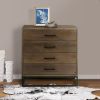 DunaWest Storage Chest with 4 Drawers and Wooden Frame, Gray and Black