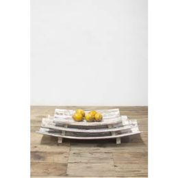 Set Of Three Rectangle Curved Wooden Bowls