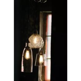 Caged Glass Pend Lamp W Brushed Nickel Cap And Canopy