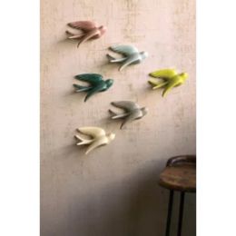Set Of Six Hanging Ceramic Swallows