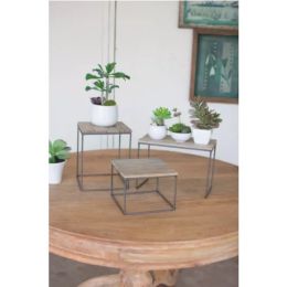 Set Of Three Wood And Metal Risers