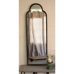 Antique Black Iron Mirror With Arched Top