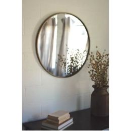 Round Brass Metal Framed Mirror