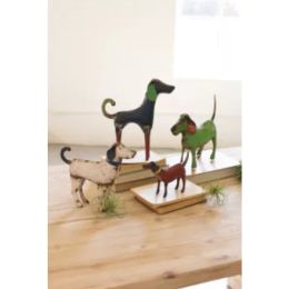 Set Of Four Recycled Metal Dogs