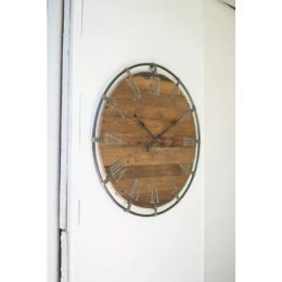 Wooden Wall Clock With Metal Frame
