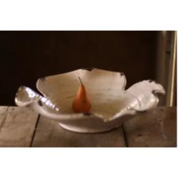 Giant White Ceramic Leaf Bowl