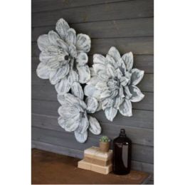 Set Of Three White-Washed Wall Flowers