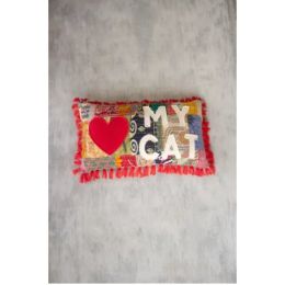 Love My Cat Kantha Pillow