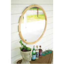 Round Wood Framed Mirror