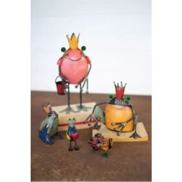 Set Of Five Recycled Iron Frogs