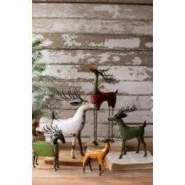Set Of Five Recycled Metal Deer - One Each Design