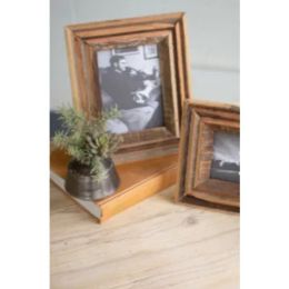 Set Of Two Recycled Natural Wood Photo Frames