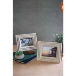 Set Of Two Recycled White Wash Wood Photo Frames