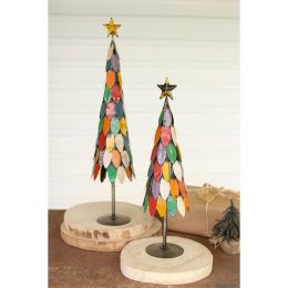 Set Of Two Recycled Metal Christmas Trees