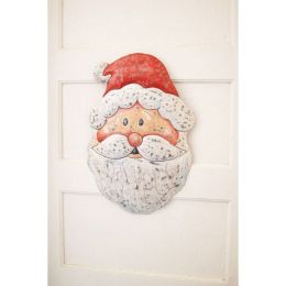 Distressed Painted Metal Santa Door Hanger
