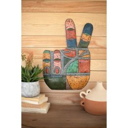 Painted Metal Hand Peace Sign Wall Hanging