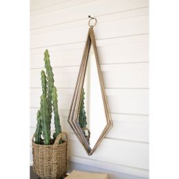 Tall Diamond Antique Brass Mirror