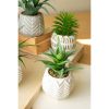Set Of Six Artificial Succulents In Cement Pots