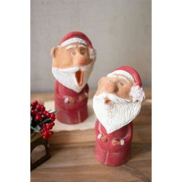 Set Of Two Caroling Clay Santas