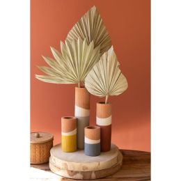 Set Of Four Double-Dipped Clay Cylinder Vases