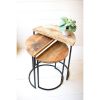 Set Of Three Nesting Demi Lune Wood And Iron Side Tables