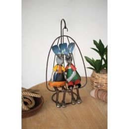 Two Recycled Iron Rabbits On A Swing
