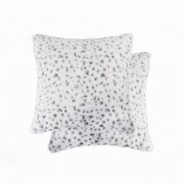 18" x 18" x 5" Snow Leopard, Faux Fur - Pillow 2-Pack