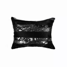 12" x 20" x 5" Black & Silver - Pillow