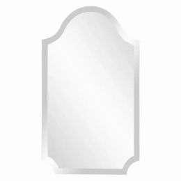 Minimalist Rectangle Arched Glass Mirror with Beveled Edge And ScallopeDecorners