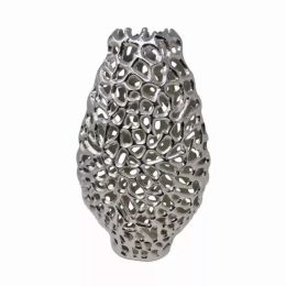 18" Oval Table Vase in  Shiny Nickel Finished