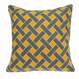 20" x 7" x 20" Transitional Gray and Orange Pillow Cover With Down Insert