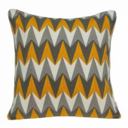 20" x 7" x 20" Cool Transitional Gray and Orange Pillow Cover With Down Insert