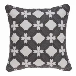 20" x 7" x 20" Transitional Gray and White Pillow Cover With Down Insert