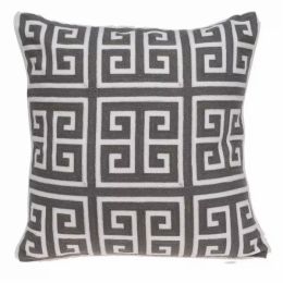 20" x 7" x 20" Cool Transitional Gray and White Pillow Cover With Poly Insert
