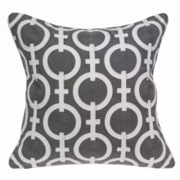 20" x 7" x 20" Transitional Gray and White Accent Pillow Cover With Down Insert
