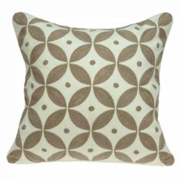 20" x 7" x 20" Transitional Beige and White Accent Pillow Cover With Poly Insert