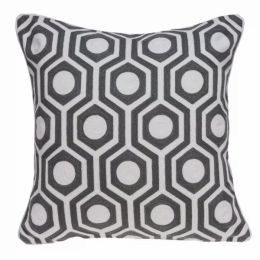20" x 7" x 20" Cool Gray and White Pillow Cover With Poly Insert