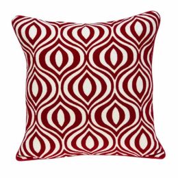 20" x 0.5" x 20" Transitional Red and White Pillow Cover