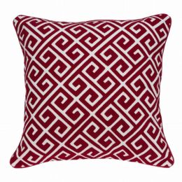 20" x 7" x 20" Transitional Red and White Cotton Pillow Cover With Poly Insert