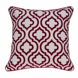 20" x 0.5" x 20" Transitional Red and White Cotton Pillow Cover